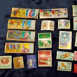 Vintage Olympic Themed Postage Stamps Collection